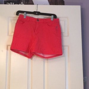 Coral / pink jean shorts